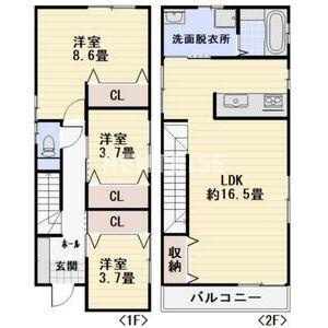 高屋町旭一戸建の間取り