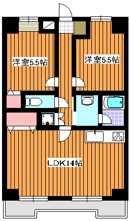 板橋区赤塚４丁目の賃貸マンションの間取り