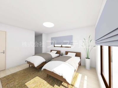 【洋室】 | 奈良市六条町の新築一戸建 全３区画 | Ｃ号地２階洋室（主寝室）完成イメージ／南向きですので、陽あたり良好です♪
