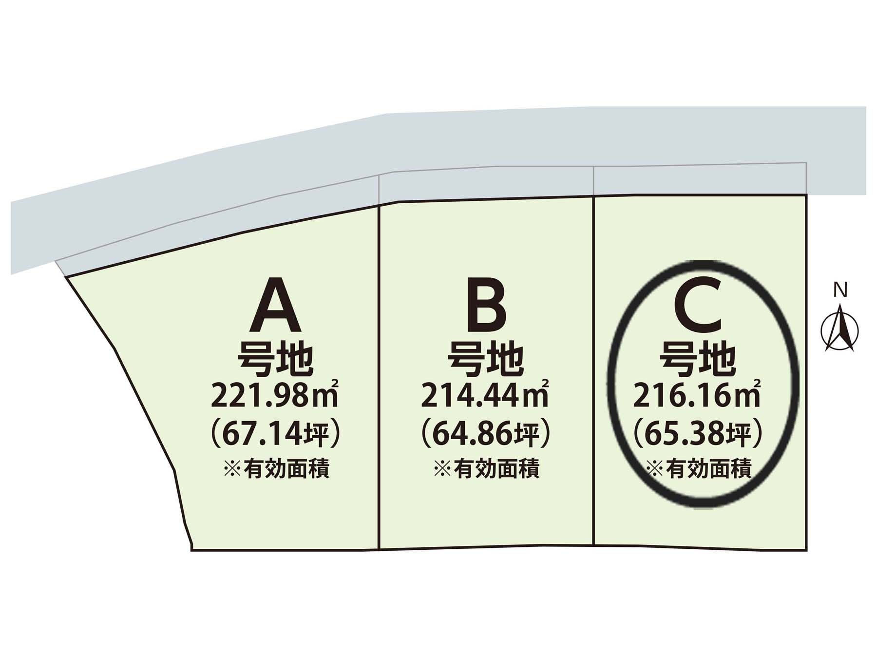 奈良市六条町の売地 全３区画の土地図
