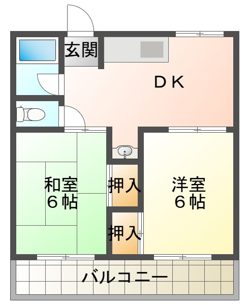 三七十コーポの間取り