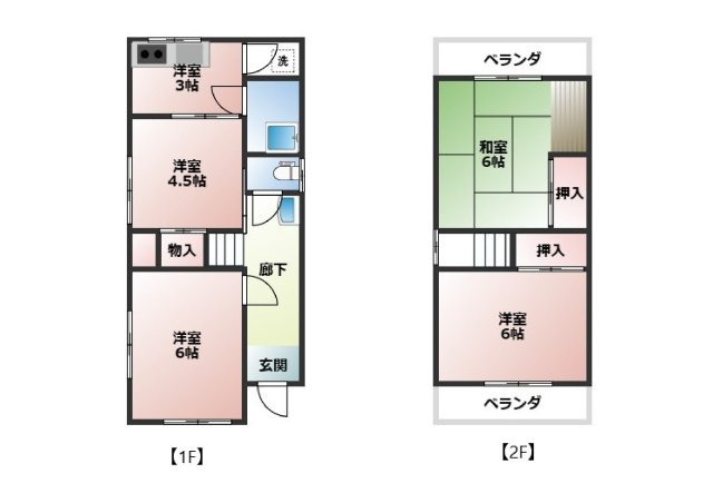加古川市別府町別府オーナーチェンジ　中古戸建の間取り|4K