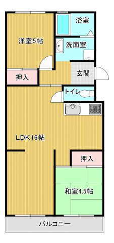 グリーンハイム山口の間取り|※反転タイプ