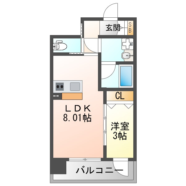 大阪市淀川区新北野３丁目の賃貸マンションの間取り