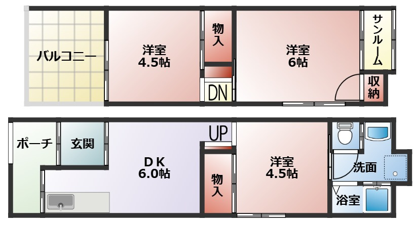 砂１丁目貸家の間取り
