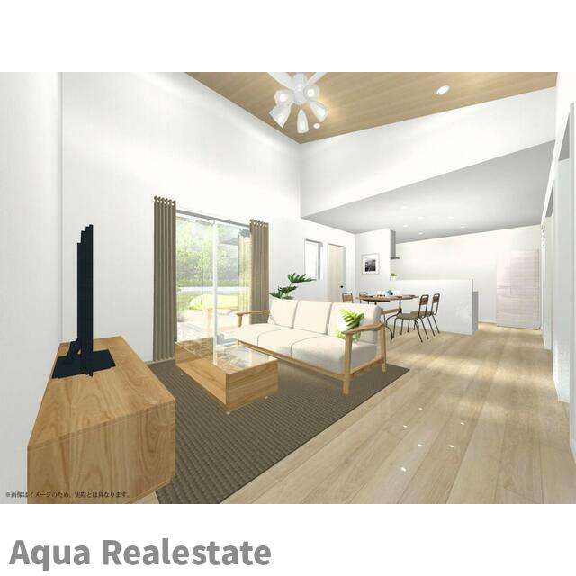 高松市前田西町の新築一戸建の居間・リビング|こちらのリビングで趣味の時間をお楽しみください