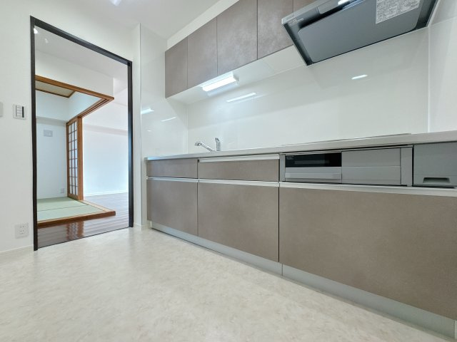 【キッチン】 | 下大利パークマンション☆仲介手数料無料☆ | 機能性とデザイン性を両立させた、リノベーション物件ならではの素敵なキッチン。立ってみるとそれがよく分かります♪