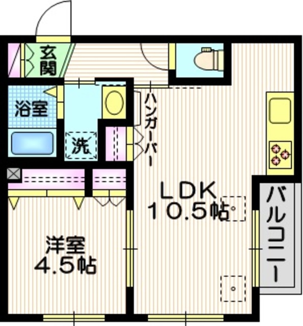 ＴＭの間取り|２階角部屋２面採光　ゆとりの１ＬＤＫ