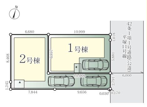 平塚市平塚1丁目新築戸建て　1期1号棟の区画図|区画図「平塚市平塚1丁目新築戸建て」