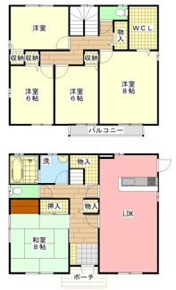 【間取り】 | 山口市吉田（軽量鉄骨・2階建）105坪