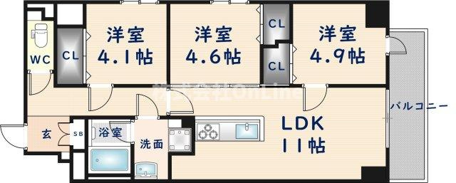 【間取り】 | プレサンスNEO新深江リュミエル