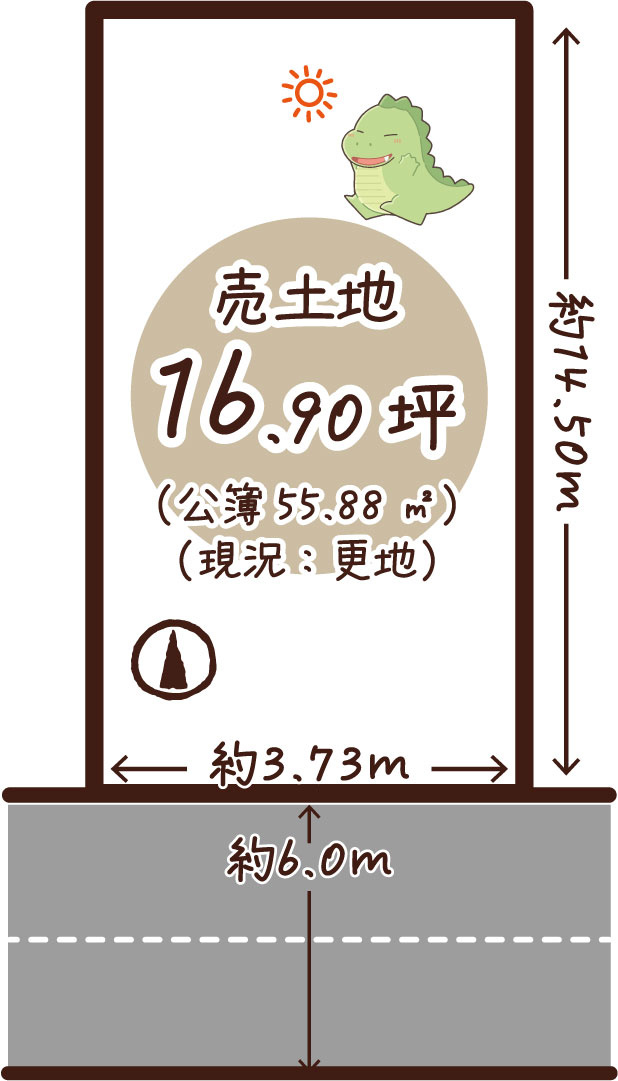 久我石原町　建築条件無土地の土地図|■土地１６坪！両面道路！日当たり通風良好♪