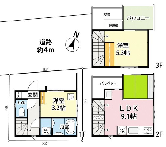 北区赤羽西4丁目　新築戸建限定1棟の間取り|建物面積 43.13ｍ2　