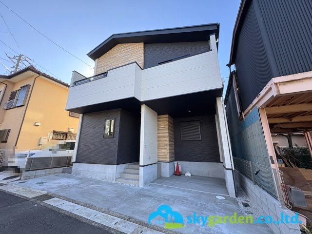 藤沢市打戻2期　新築戸建　全1棟1号棟の外観|2025年8月4日撮影（建築中）