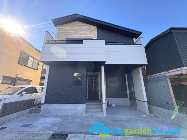 藤沢市打戻2期　新築戸建　全1棟1号棟の外観|2025年8月4日撮影（建築中）