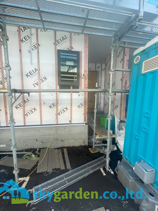 藤沢市打戻2期　新築戸建　全1棟1号棟の駐車場|2025年8月4日撮影（建築中）