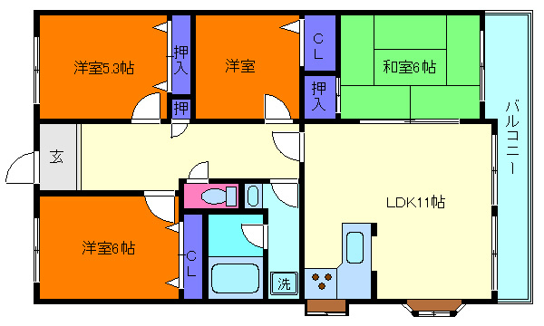フォーシーズンズ芦屋の間取り