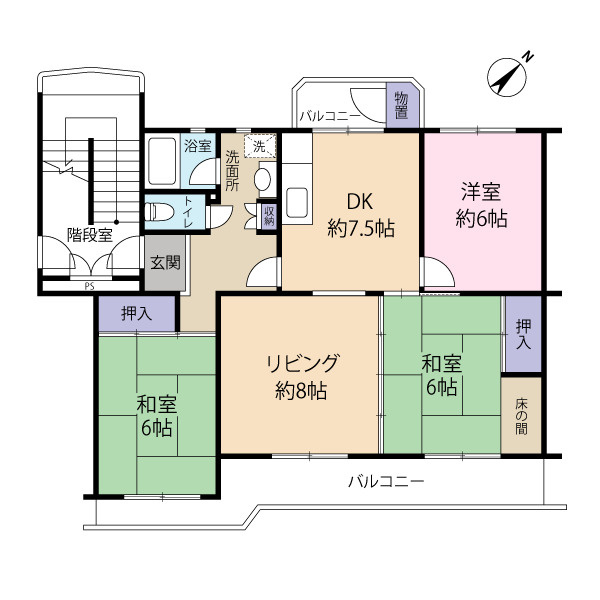 各部屋6帖以上の広い間取り★