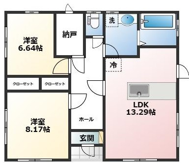 千代田町舞木新築平家建ての間取り