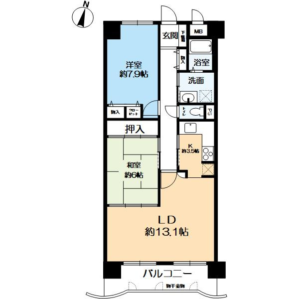 セントポリア神戸運動公園の間取り|2LDK、専有面積71.99㎡