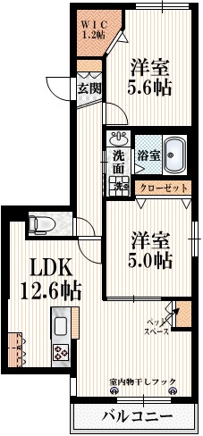ARBOR BLUE Fの間取り|★1フロア2住戸★2人入居、お子様入居可能です★