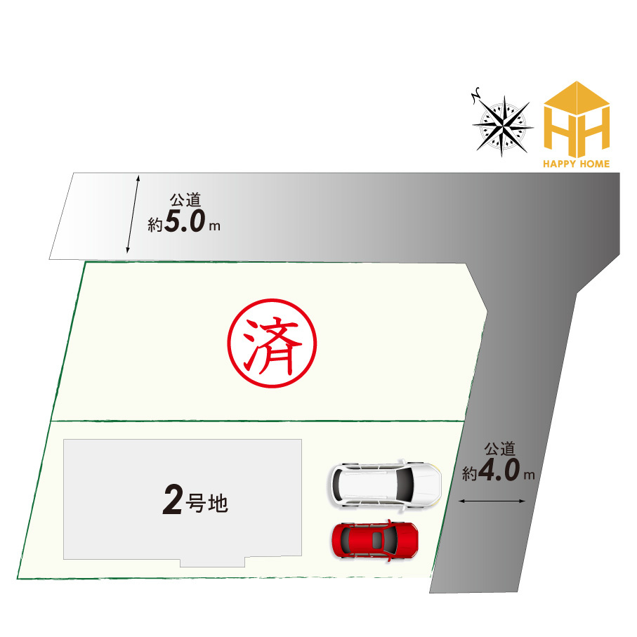 テラシエ朝日ケ丘町新築一戸建て全2区画│4LDK+駐車2台可（制限有）の区画図|全2区画の分譲地です。