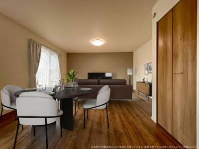 【居間・リビング】 | 【LDK　CG家具設置イメージ】
※画像に含まれる家具家電はCGで作成したイメージです。実際の物件には付帯しません。