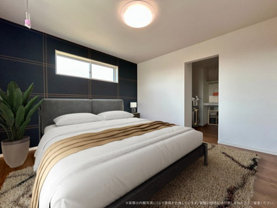 【寝室】 | 【主寝室　CG家具設置イメージ】
※画像に含まれる家具家電はCGで作成したイメージです。実際の物件には付帯しません。