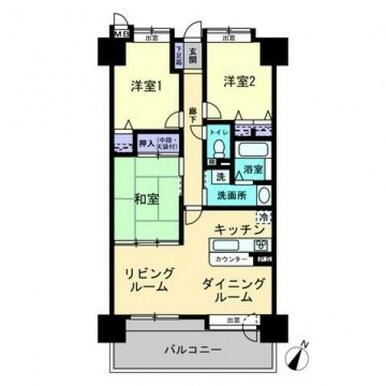 熊本市東区長嶺南４丁目の賃貸マンションの間取り