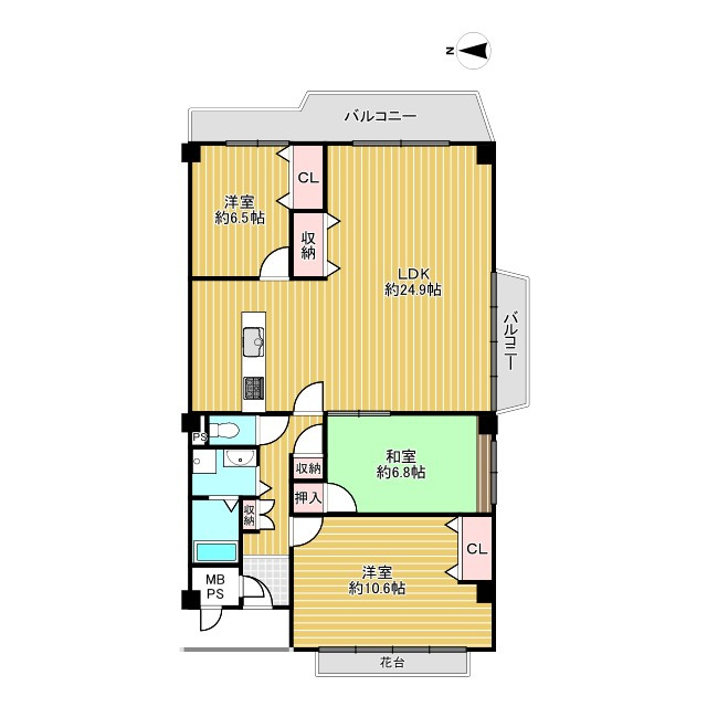 【価格改定】イトーピア向日マンションA棟の間取り|LDK約25帖で広々空間が広がる間取りです(^^)/