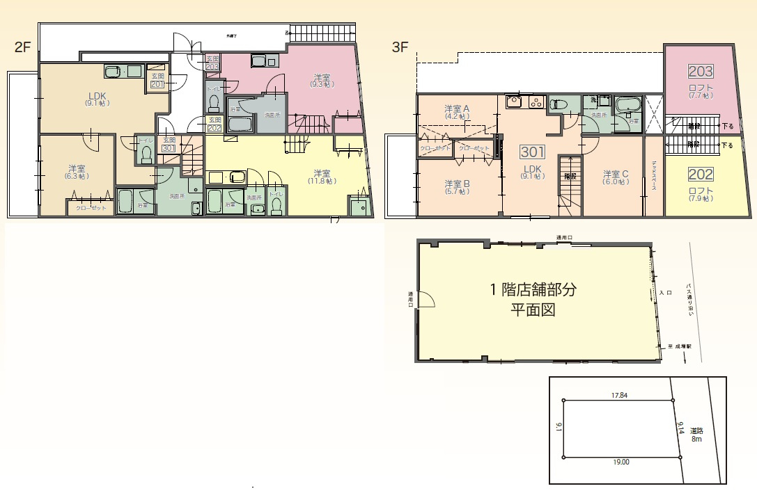 板橋区成増３丁目の一棟アパートの間取り