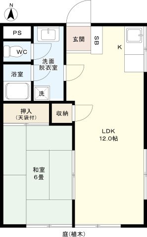 【間取り】 | マンション富紀 | 1階部分お庭付のお部屋です。