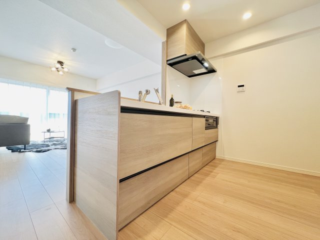 サンクレイドル高崎ガーデンコートのキッチン|作業スペースも広く快適にお料理ができるシステムキッチン♪