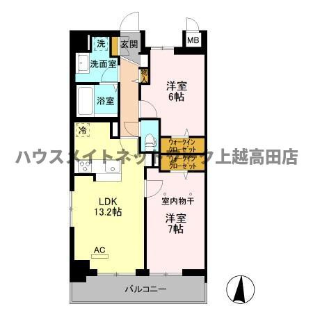 エスペランサの間取り|間取図（エスペランサ 605）2LDK