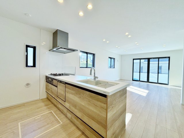 練馬区石神井台8丁目 限定1棟のキッチン|人気の対面キッチン
木目調の美しいシステムキッチンです