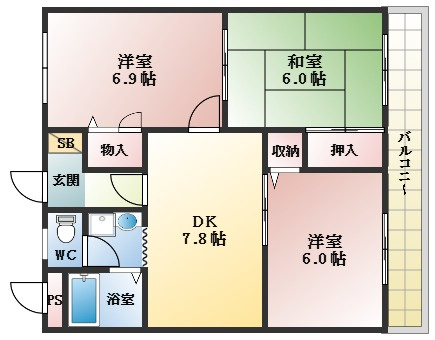 【間取り】 | グリーンパークサコンⅢ
