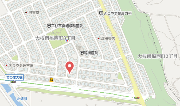 京都市西京区大枝南福西町三丁目　新築戸建の地図