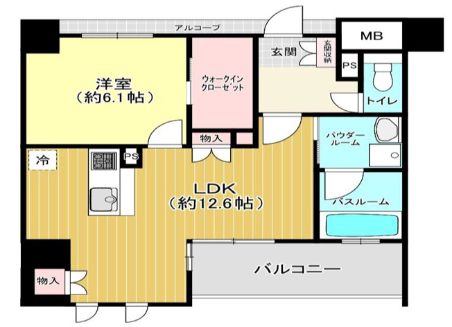 【間取り】 | プレサンスネオ姫路　3階 | 1ＬＤＫです。