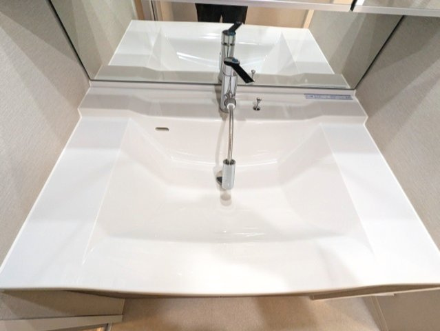 クラリティア浅草橋の設備|トイレと独立した三面鏡付ハンドシャワー付洗面台です