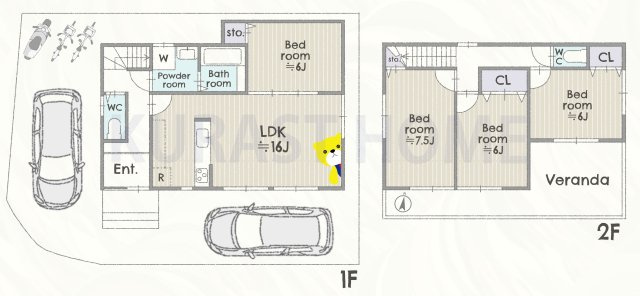 京都市西京区上里男鹿町　未入居物件の間取り
