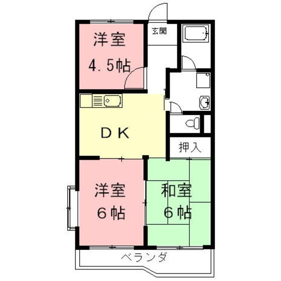 岐阜市北鶉１丁目のアパートの間取り