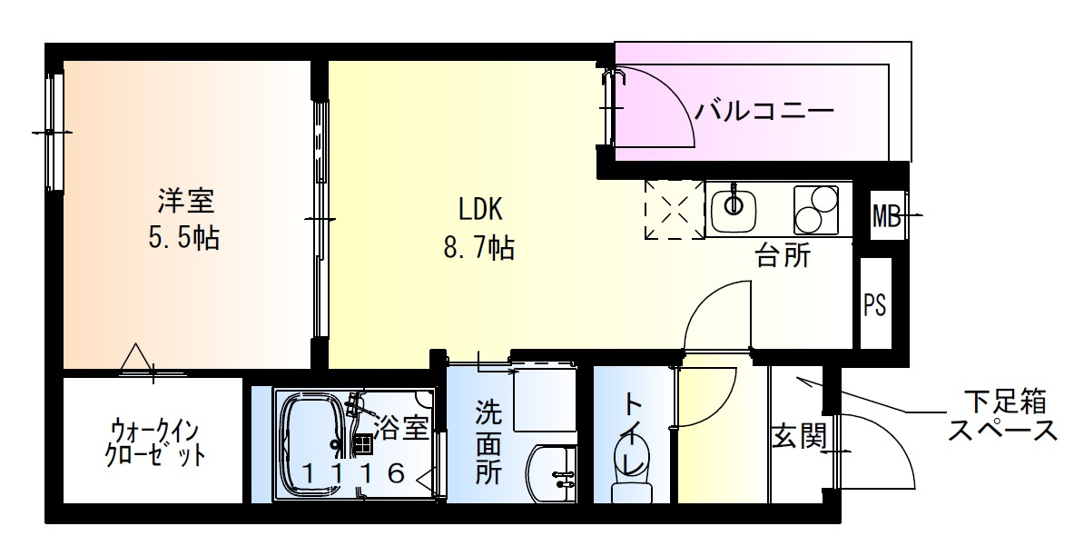 フジパレス春木駅北Ⅱ番館の間取り