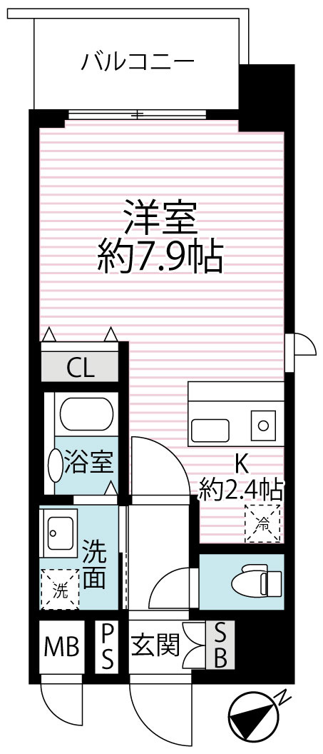 ◆角住戸の１Ｋ◆防犯カメラ＆オートロック付きの設備充実◆プレサンス京都四条河原町ネクステージの間取り