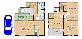 【間取り】 | 助松町３丁目　新築分譲住宅　全２区画 | 南海本線「松ノ浜」駅まで徒歩約８分！
忙しい朝や遅くなった帰宅時に嬉しいですね！