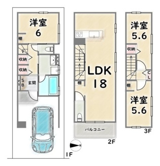 【土地図＋建物プラン例】 | 中京区西ノ京伯楽町　建築条件なし