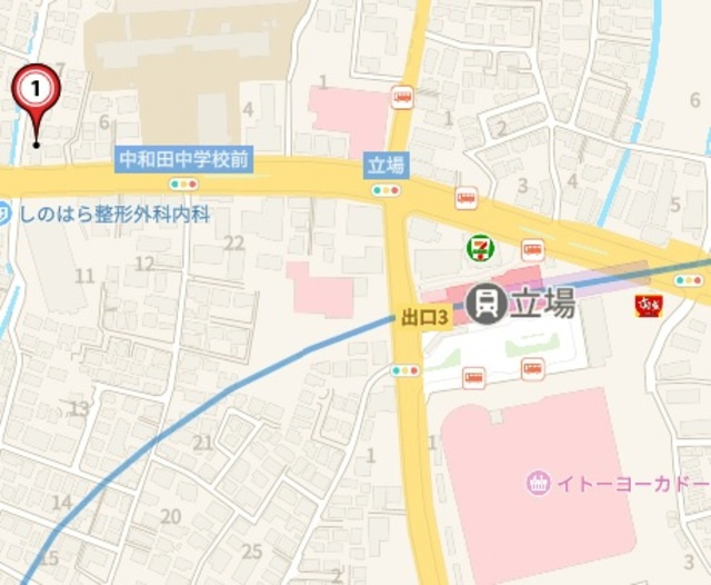 メゾンリーガルいずみの地図|駅から平坦な道のり