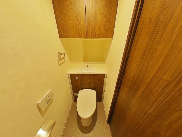 ジオ千里中央 ザ・レジデンスのトイレ|トイレにも収納スペースがたくさん！手洗い場もあって清潔です！