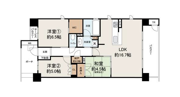 グランクラッセ上野芝向ケ丘の間取り