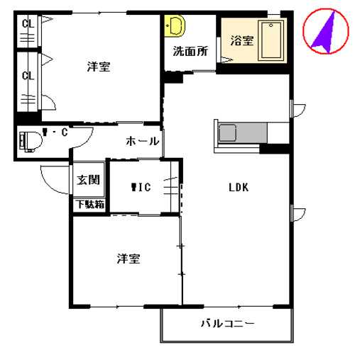熊本市西区戸坂町のアパートの間取り
