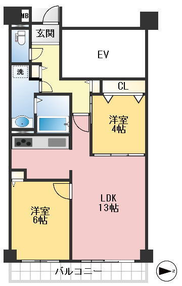 グランドシティダイアパレス吹田イーストウイング　参番館の間取り